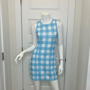 Margaret Josephs Blue and White Checkered Summer Sleeveless Mini Dress size S